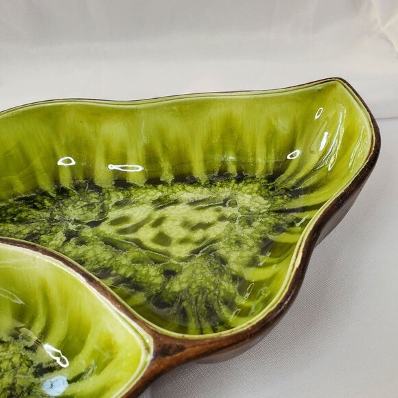 Treasure Craft USA No. 318 Vintage Leaf-Shaped Divided Serving Dish 13" MCM - Picture 6 of 16